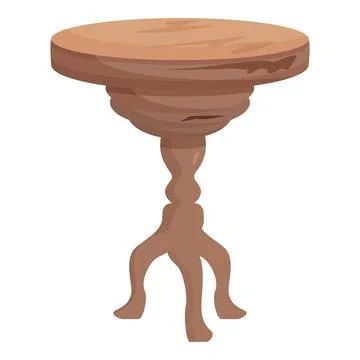 Round wooden table standing on three legs isolated on white background Stock Illustration