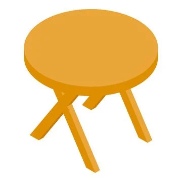 Round wooden table standing on three legs isometric view Stock Illustration