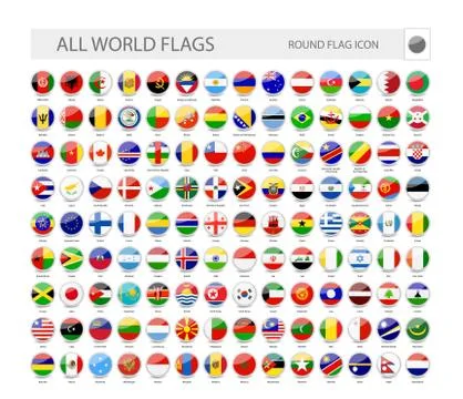Round World Flags Vector Collection Stock Illustration