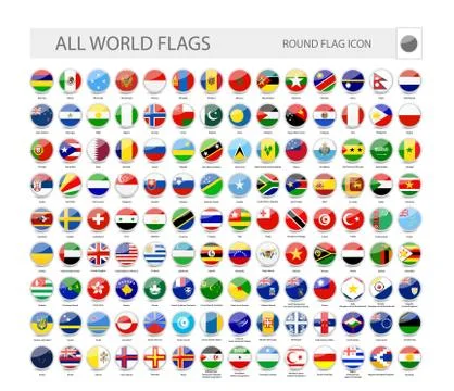 Round World Flags Vector Collection Stock Illustration
