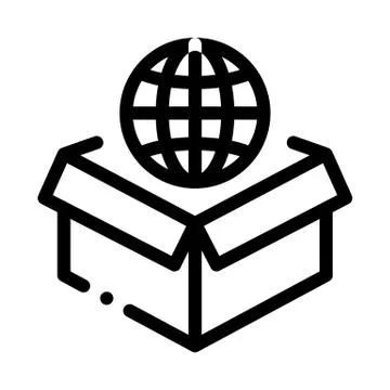 Round-the-world package icon vector outline illustration 库存插图