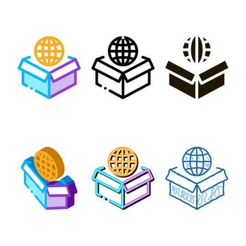 Round-the-world package icon vector clean outline Stock Illustration