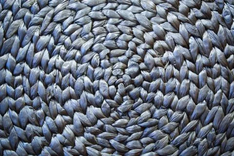 Round woven mat texture background in silver blue Stock Photos