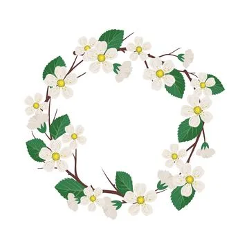 Round wreath of cherry or apple tree Stock Illustration