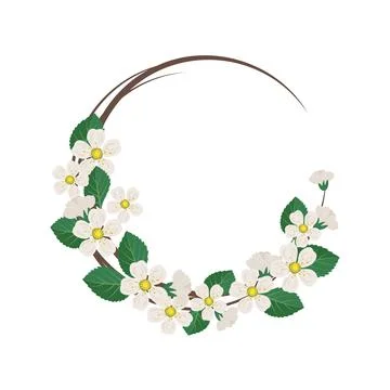 Round wreath of cherry or apple tree Stock Illustration