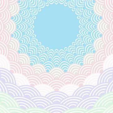 Round Wreath composition frame for your text. fish scales simple Nature backg Stock Illustration