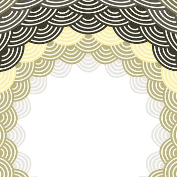 Round Wreath composition frame for your text. fish scales simple Nature backg Stock Illustration