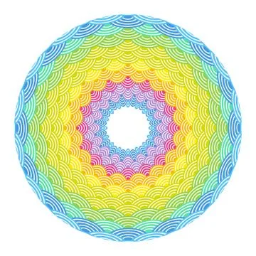 Round Wreath composition rainbow frame. scales simple Nature background with  Stock Illustration