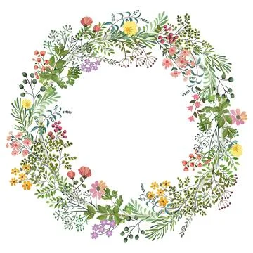 Round wreath isolated on white background. Stock Illustration