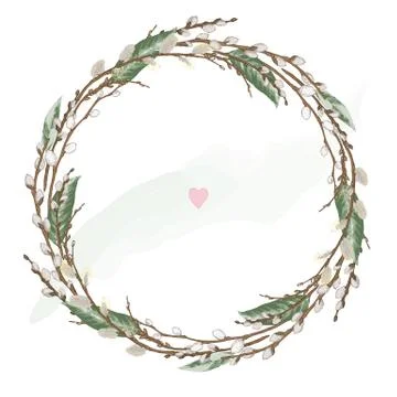 Round Wreath from willow branches Stock Illustration