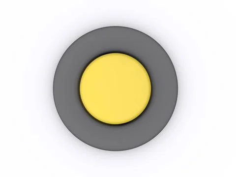 Round yellow button isolated on white background. 3D icon Stock Illustration