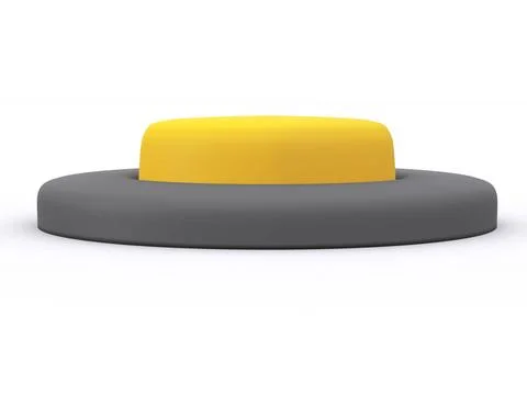 Round yellow button isolated on white background. 3D icon round yellow but... Stock Photos