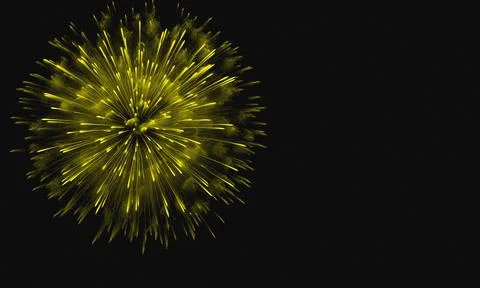Round Yellow Firework Display Against Black Sky explosion Stock Photos