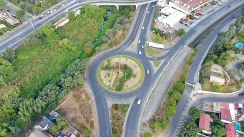 Roundabout aerial drone view Video stock 326357805