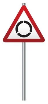 Roundabout Ahead Signpost Stock Illustration