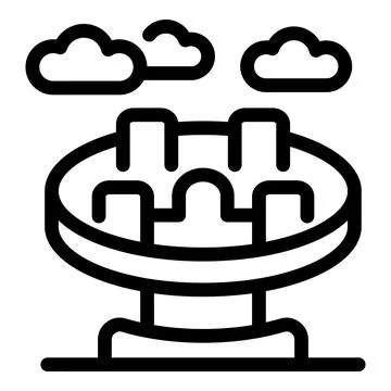 Roundabout carousel spinning under the clouds in amusement park Ilustração Stock