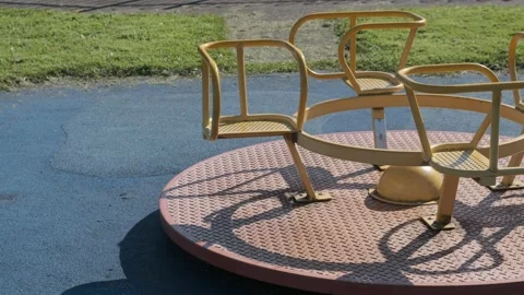 Roundabout in the children's playground Stock Footage 139972022