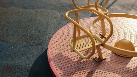 Roundabout in the children's playground Stock Footage 154248882