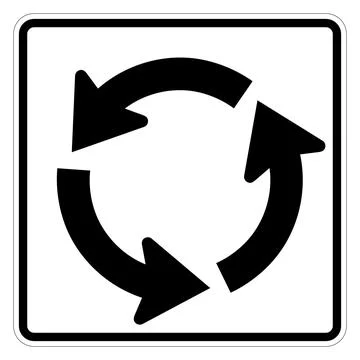 Roundabout circulation plaque, R6-5P, US road sign Stock Illustration