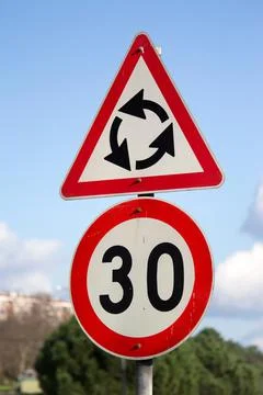 Roundabout circulation sign Stock Photos