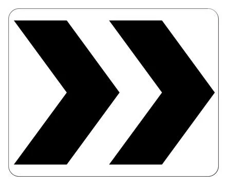 Roundabout directional arrow sign, single chevron, R6-4, US road sign Stock Illustration