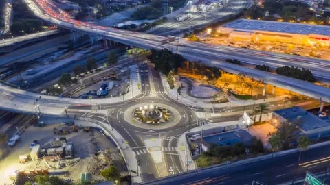 Roundabout at dusk time lapse Stock Footage 116649818