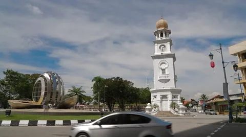 Roundabout in front of the Queen Victoria Memorial Clock Tower Stock Footage 48134827