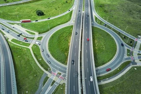 Roundabout intersection with car traffic Stock Photos