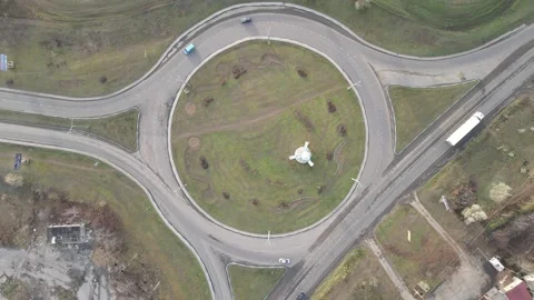 Roundabout at an intersection Video stock 145487677