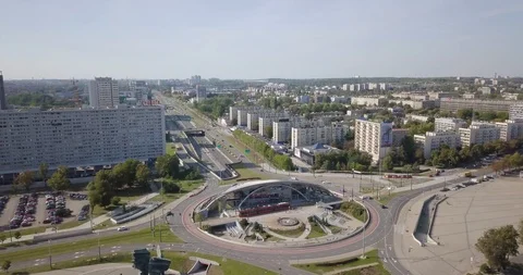 Roundabout in Katowice Jerzy Zi?tek. Monument of Silesian Insurgents Vidéo 121362028