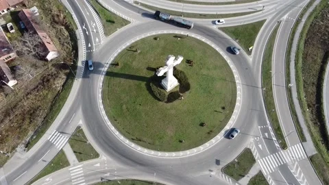 Roundabout with a large Orthodox cross Stock Footage 196991252