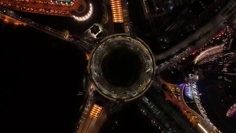 Roundabout in Macau at night, Rotunda Park Stock Footage 336033889