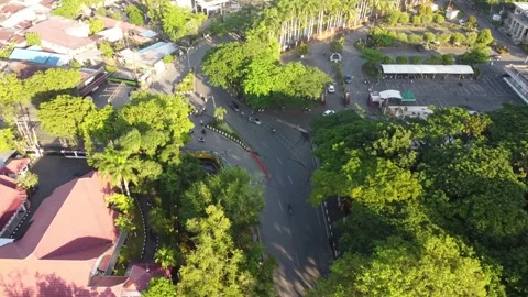 The roundabout near the Sabilal Mosque is always busy with traffic activity Stock Footage 322080962