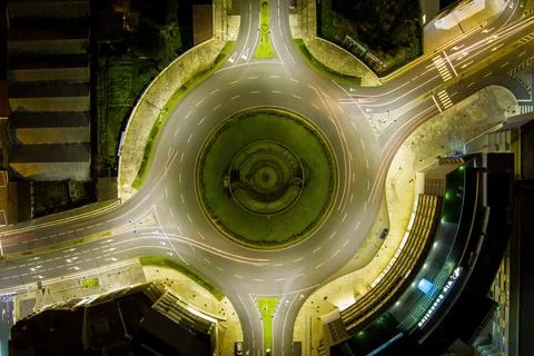 Roundabout at night Stock Photos