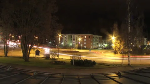 Roundabout Night Timelapse Vídeo Stock 34842923