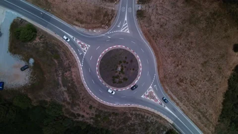 Roundabout outside the city, drone view. Stockbeeldmateriaal 156510501