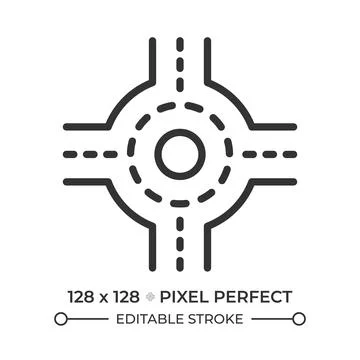 Roundabout pixel perfect line icon Illustrazione stock