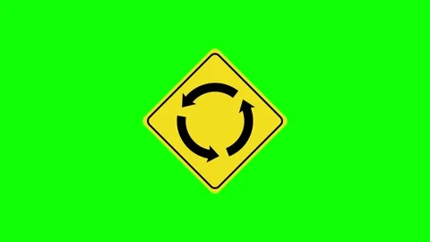 Roundabout road sign animation  rotating traffic direction symbol Stock Footage 330455081