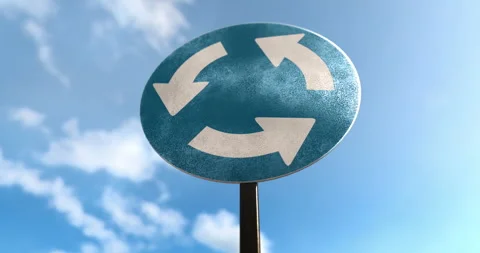 Roundabout Sign in a 3D animation Stock Footage 251192559
