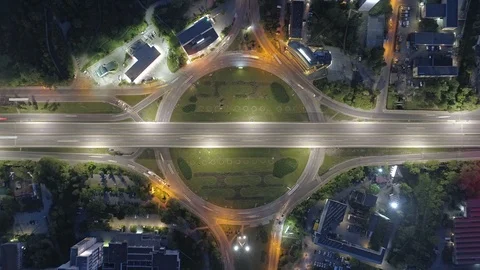 Roundabout Traffic From Above Stock Footage 103144979