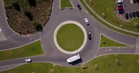 Roundabout Traffic from Above Stock Footage 282781805
