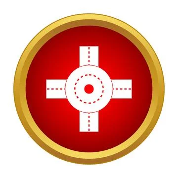 Roundabout traffic circle intersection showing navigation icon Stock Illustration