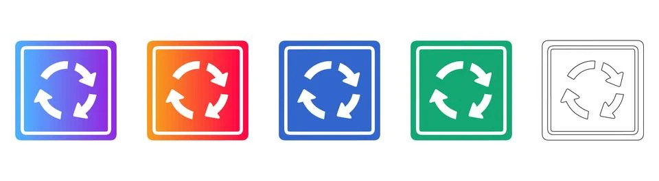 Roundabout Traffic Direction Sign Icons イラスト素材