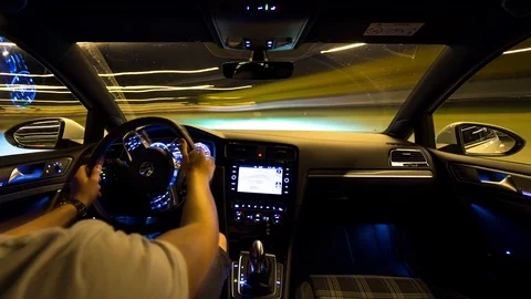 Roundabout traffic time lapse inside a car Stock Footage 95391806