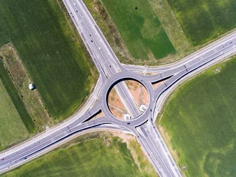 Roundabout viewed from above Stock Photos