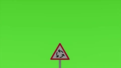 Roundabout Warning Sign Icon Green Screen Animation 動画素材 346442794