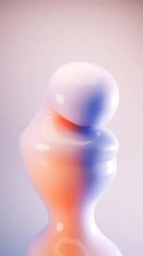 Rounded 3d blob with smooth curves and gentle pastel gradient. Stock Illustration