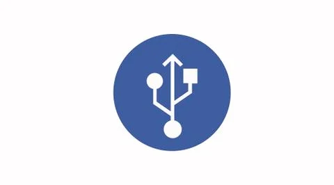 Rounded and Blue USB Icon Stock Illustration