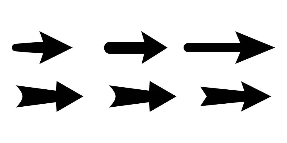 Rounded and Notched Right Arrow Set Stock Illustration