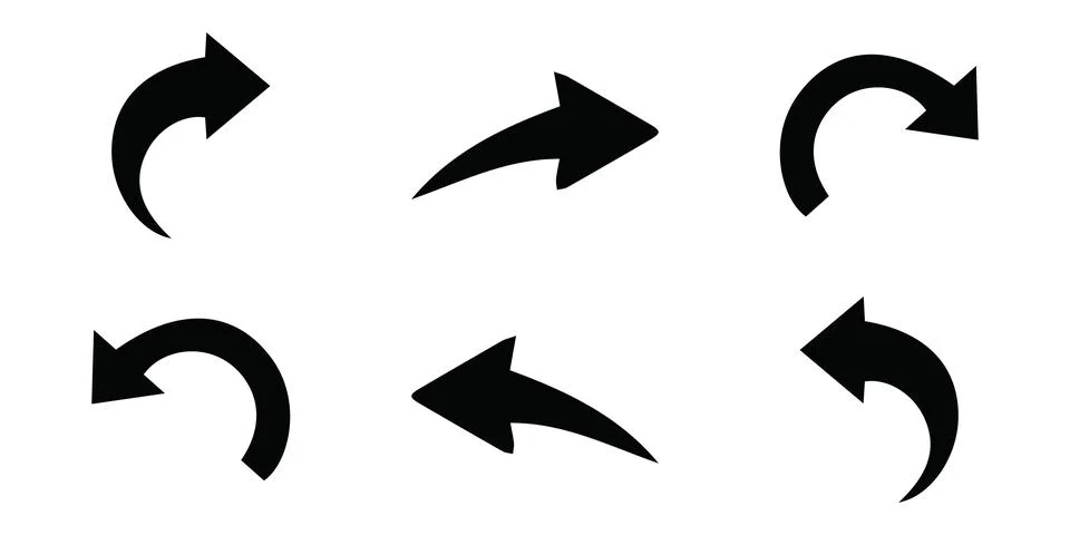 Rounded Arc Return and Loop Arrows Set Stock Illustration